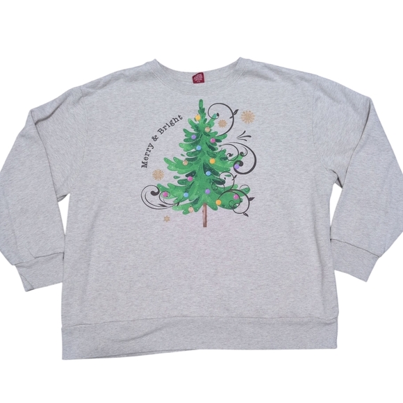 Merry & Bright Christmas Tree Crewneck Sweatshirt Dec 25th XL - Picture 1 of 11